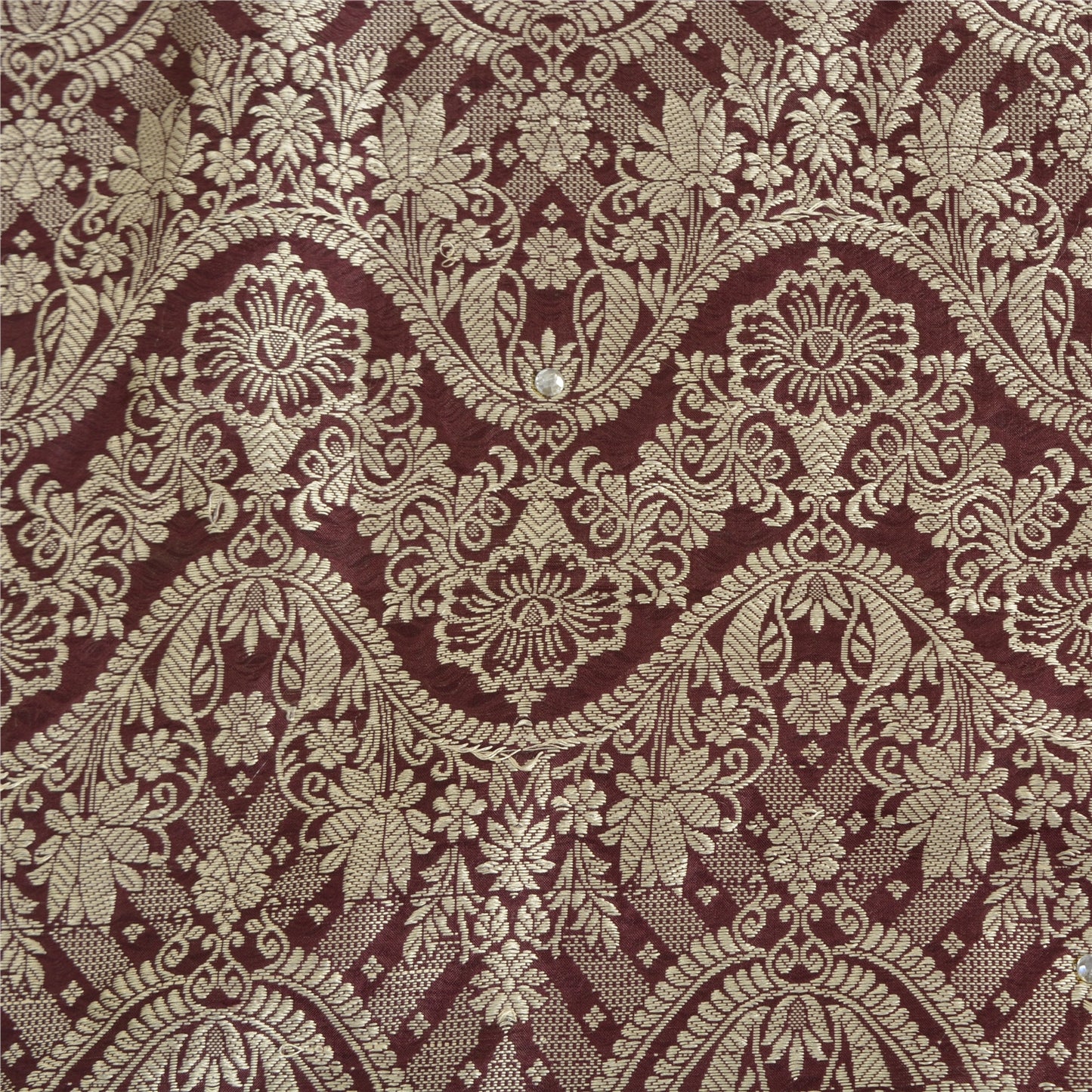 Sanskriti Vintage Purple Sarees Pure Silk Hand Beaded Woven Sari Craft Sustainable Fabric