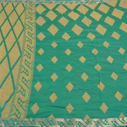 Sanskriti Vintage Green Indian Sarees 100% Pure Silk Woven Sari 5 YD Sustainable Fabric