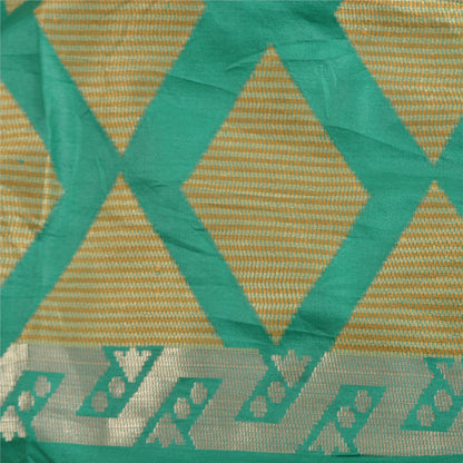 Sanskriti Vintage Green Indian Sarees 100% Pure Silk Woven Sari 5 YD Sustainable Fabric