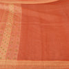 Сари Санскрити Винтаж Оранжевый Хлопок Шелк Напечатанный Тканый Сари Ремесло Экологичная Ткань