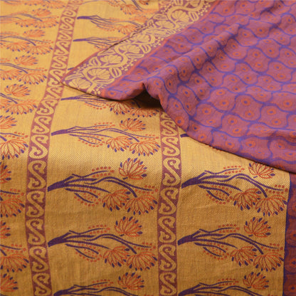 Санскритские винтажные фиолетовые сари 100% чистый хлопок тканый премиальный сари ремесло устойчивая ткань