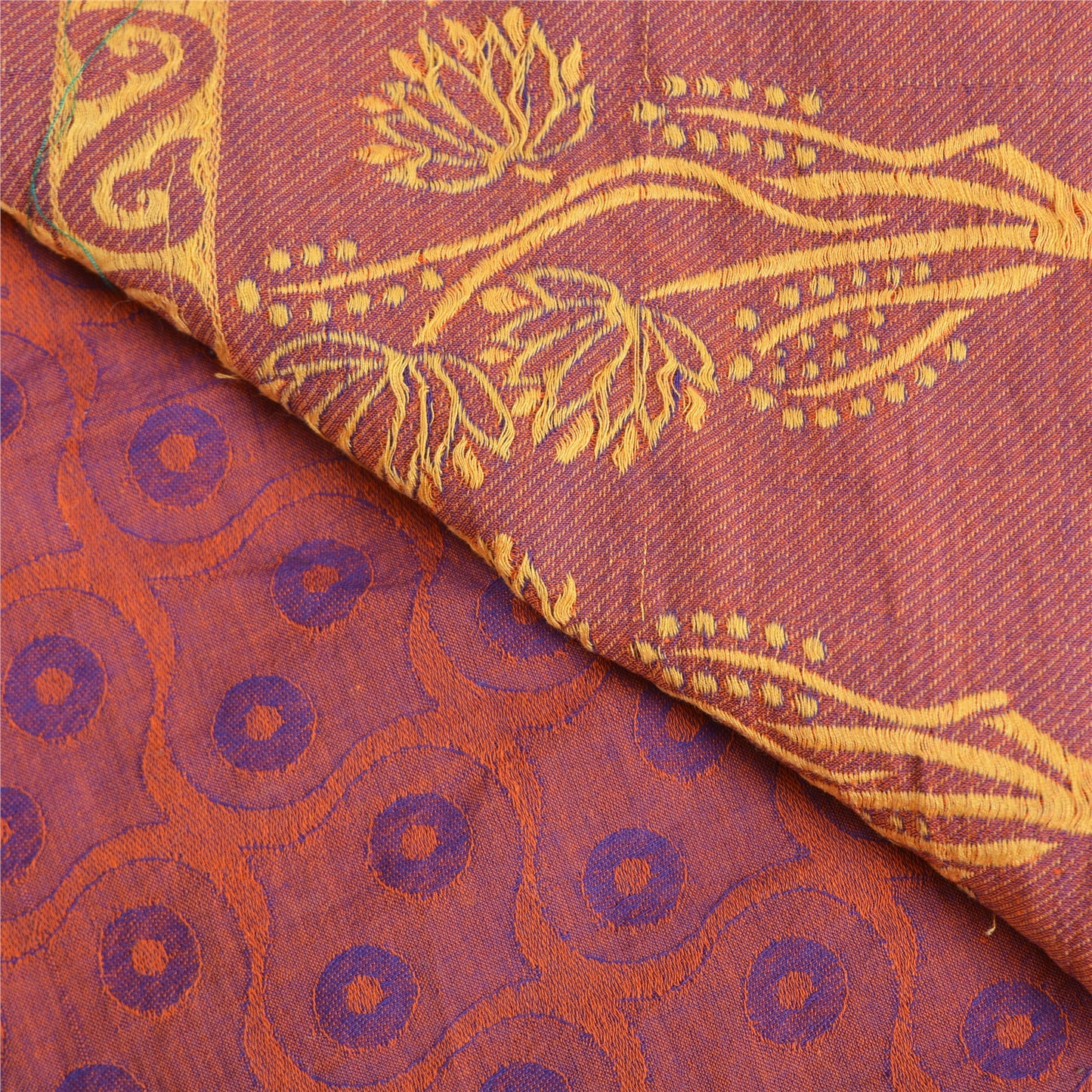 Санскритские винтажные фиолетовые сари 100% чистый хлопок тканый премиальный сари ремесло устойчивая ткань