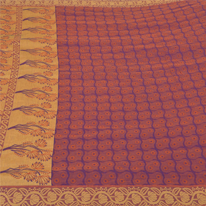 Санскритские винтажные фиолетовые сари 100% чистый хлопок тканый премиальный сари ремесло устойчивая ткань