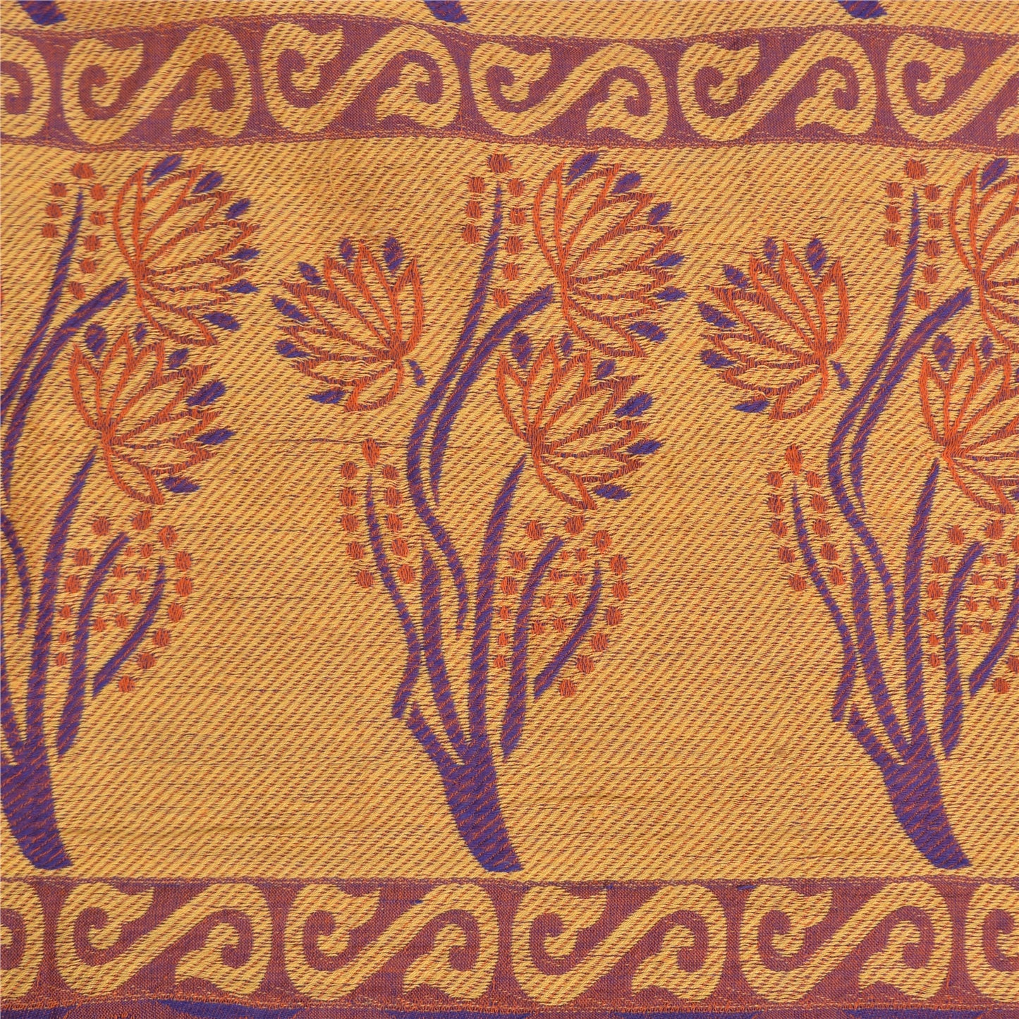 Санскритские винтажные фиолетовые сари 100% чистый хлопок тканый премиальный сари ремесло устойчивая ткань