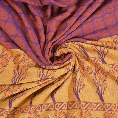 Санскритские винтажные фиолетовые сари 100% чистый хлопок тканый премиальный сари ремесло устойчивая ткань