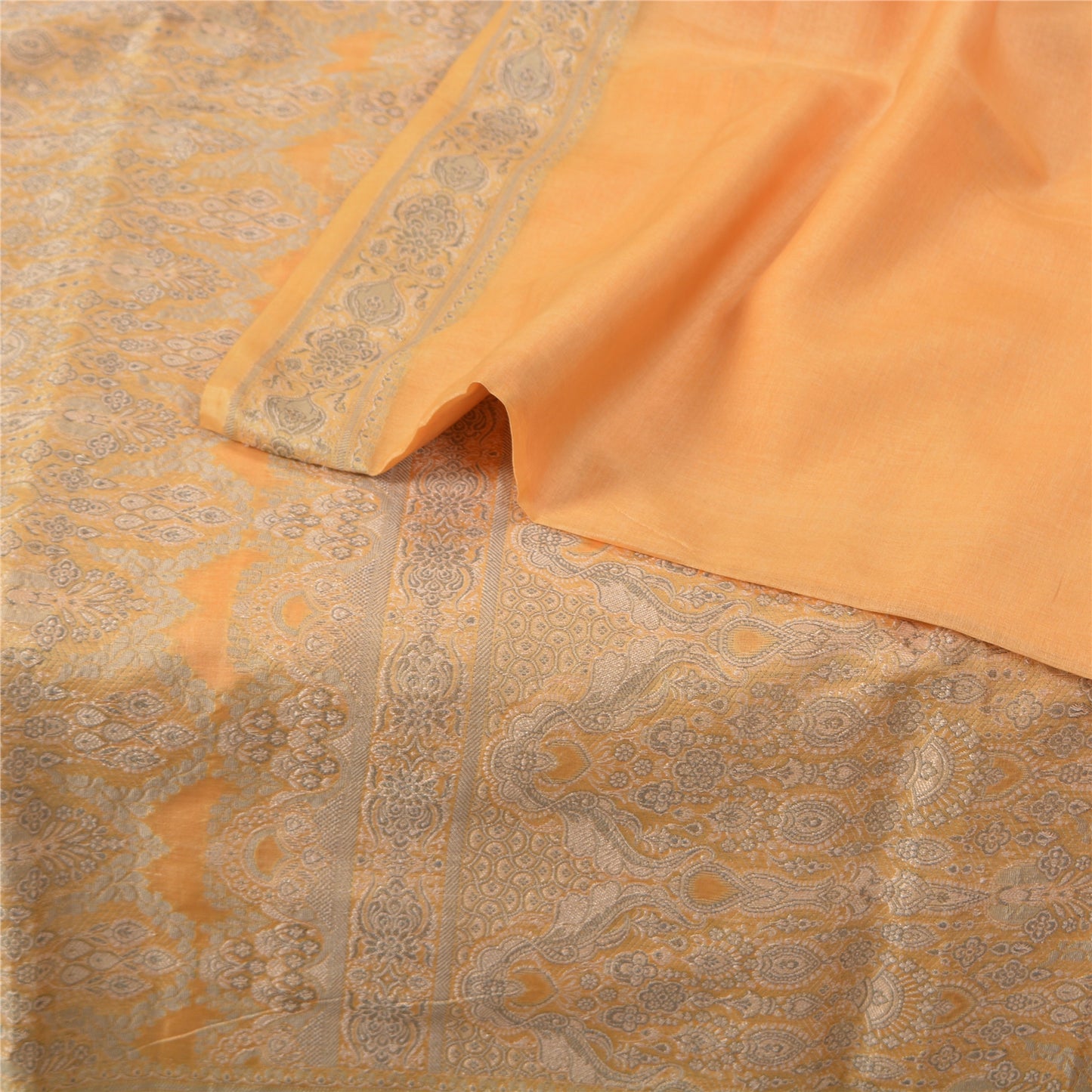 Sanskriti Vintage Blue Indian Sarees 100% Pure Silk Woven Sari 5 YD Craft Sustainable Fabric