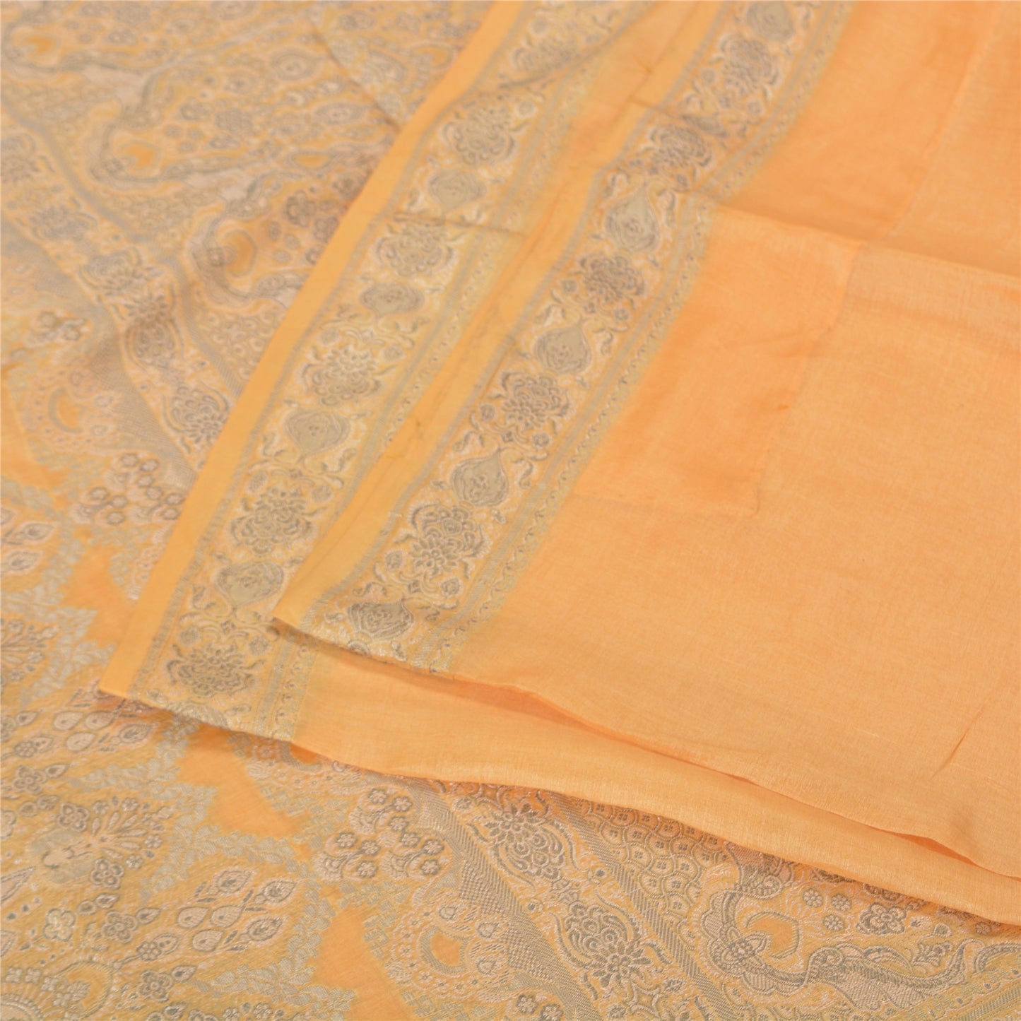 Sanskriti Vintage Blue Indian Sarees 100% Pure Silk Woven Sari 5 YD Craft Sustainable Fabric