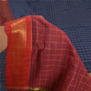 Sanskriti Vintage Blue/Dark Red Indian Sarees Blend Silk Woven Sari 5 YD Sustainable Fabric
