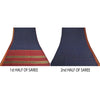 Sanskriti Vintage Blue/Dark Red Indian Sarees Blend Silk Woven Sari 5 YD Sustainable Fabric