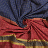 Sanskriti Vintage Blue/Dark Red Indian Sarees Blend Silk Woven Sari 5 YD Sustainable Fabric