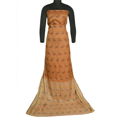 Sanskriti Vintage Peach Indian Sarees 100% Pure Silk Woven Sari Craft Sustainable Fabric