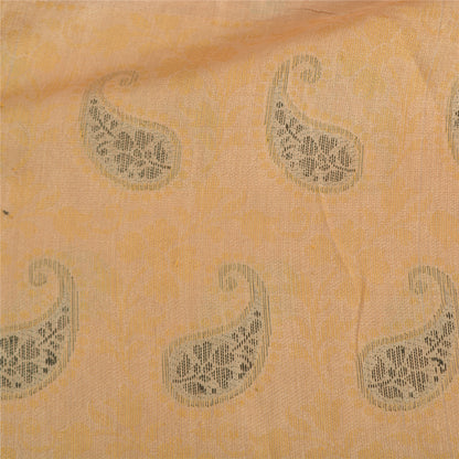Sanskriti Vintage Peach Indian Sarees 100% Pure Silk Woven Sari Craft Sustainable Fabric