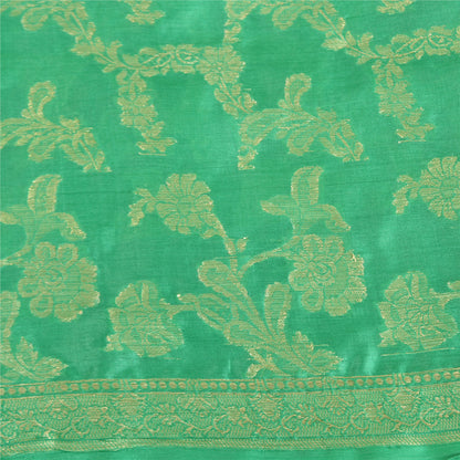 Sanskriti Vintage Green Indian Sarees 100% Pure Silk Woven Sari Craft Sustainable Fabric