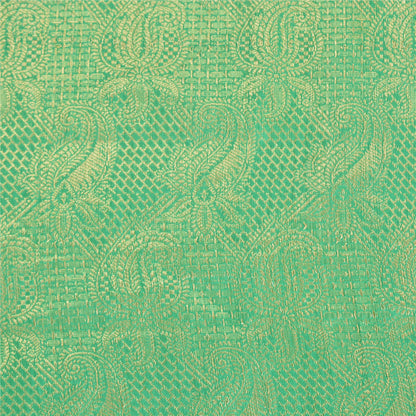 Sanskriti Vintage Green Indian Sarees 100% Pure Silk Woven Sari Craft Sustainable Fabric