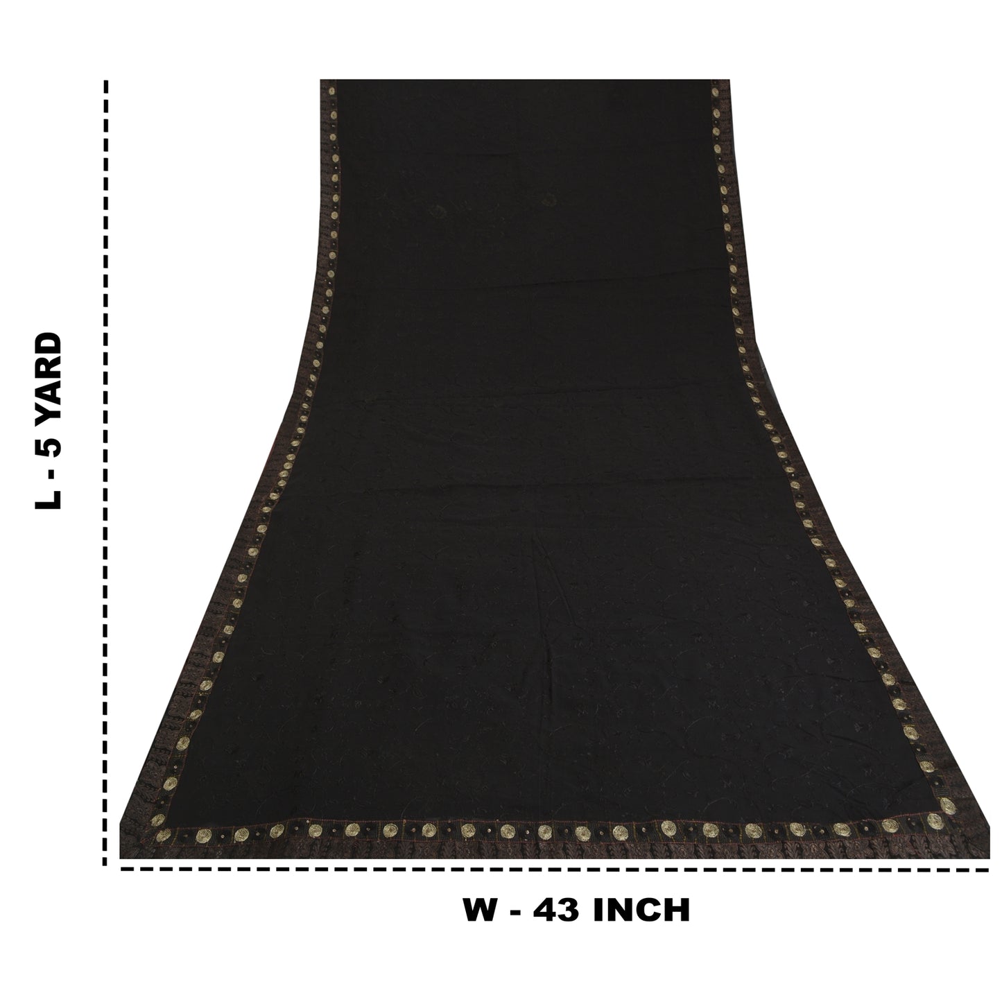 Sanskriti Vintage Black Sarees Pure Georgette Silk Embroidered Sari Sustainable Fabric