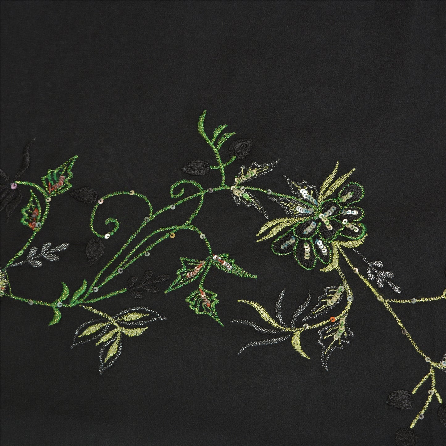 Sanskriti Vintage Black Sarees Pure Georgette Silk Embroidered Sari Sustainable Fabric