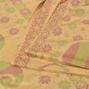 Sanskriti Vintage Cream Sarees 100% Pure Silk Woven Sari Craft 5 Yard Sustainable Fabric