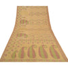 Sanskriti Vintage Cream Sarees 100% Pure Silk Woven Sari Craft 5 Yard Sustainable Fabric