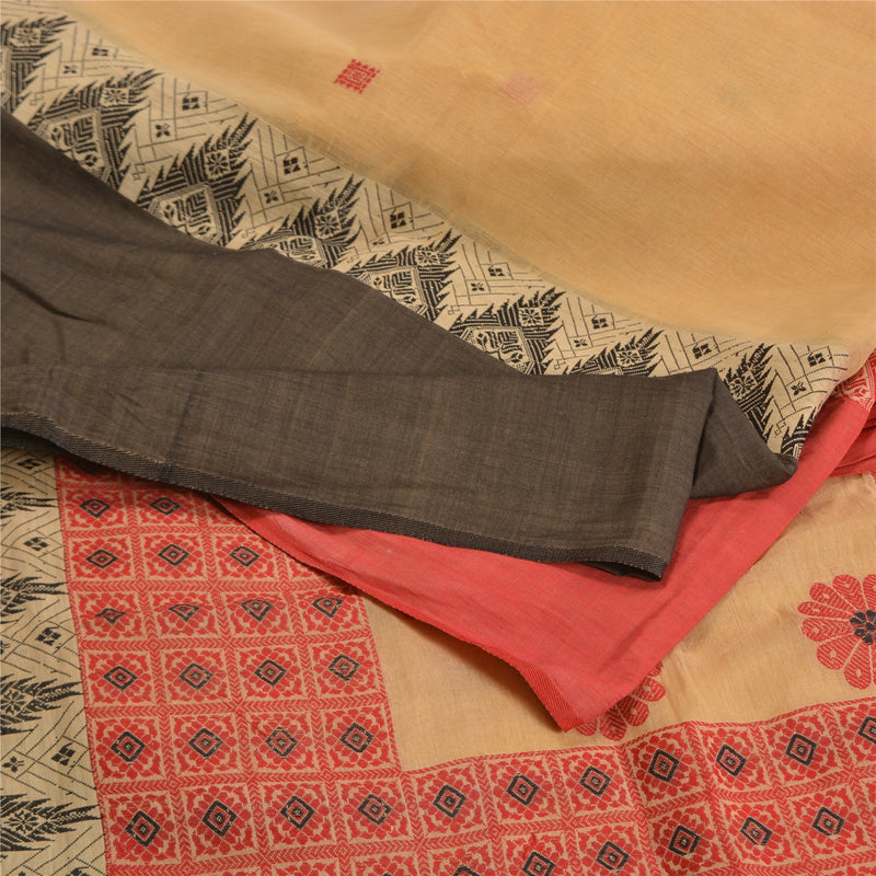 Sanskriti Vintage flerfarvede sarier i 100% ren bomuld, vævet i premium sari af bæredygtigt stof