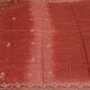 Sanskriti Vintage Dark Red Sarees Pure Silk Hand Beaded Woven Sari Craft Sustainable Fabric