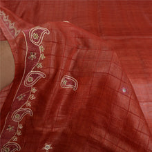 Load image into Gallery viewer, Sanskriti Vintage Dark Red Sarees Pure Silk Hand Beaded Woven Sari Craft Fabric
