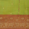 Sanskriti Vintage Green Sarees Cotton Silk Woven Brocade/Banarasi Sari Sustainable Fabric