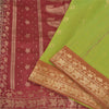 Sanskriti Vintage Green Sarees Cotton Silk Woven Brocade/Banarasi Sari Sustainable Fabric