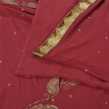 Load image into Gallery viewer, Sanskriti Vintage Dark Red Sarees Pure Georgette Silk Embroidered Sari Fabric

