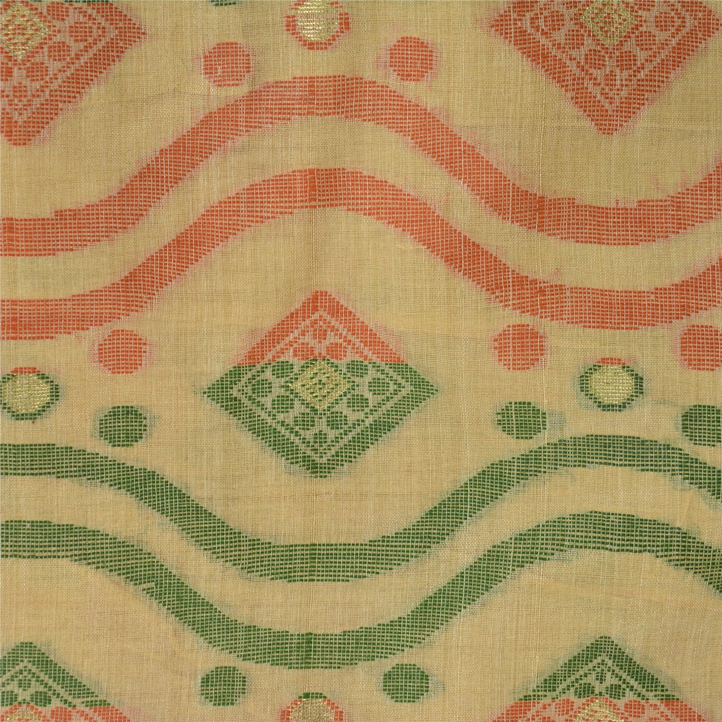 Sanskriti Vintage Cream Sarees 100% Pure Cotton Woven Premium Sari Craft Sustainable Fabric