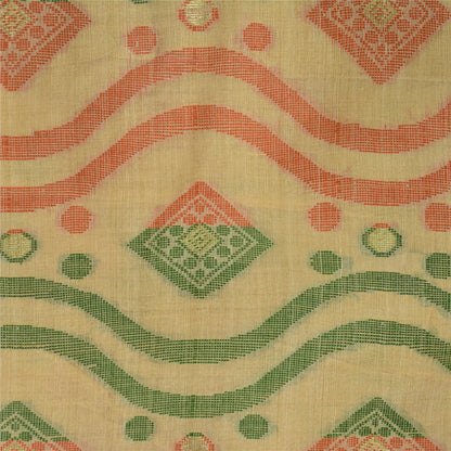 Sanskriti Vintage Cream Sarees 100% Pure Cotton Woven Premium Sari Craft Sustainable Fabric