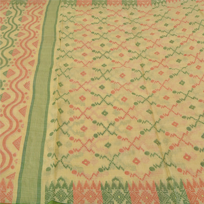 Sanskriti Vintage Cream Sarees 100% Pure Cotton Woven Premium Sari Craft Sustainable Fabric