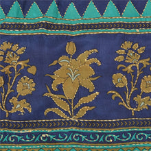 Load image into Gallery viewer, Sanskriti Vintage Blue Sarees Pure Silk Hand Beaded Kantha Sari Craft Fabric
