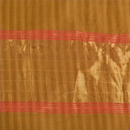 Sanskriti Vintage Mustard Indian Sarees Pure Cotton Woven Zari Sari Craft Sustainable Fabric