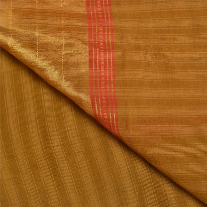 Sanskriti Vintage Mustard Indian Sarees Pure Cotton Woven Zari Sari Craft Sustainable Fabric