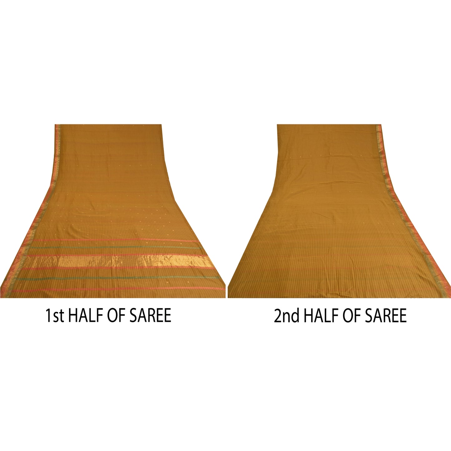 Sanskriti Vintage Mustard Indian Sarees Pure Cotton Woven Zari Sari Craft Sustainable Fabric