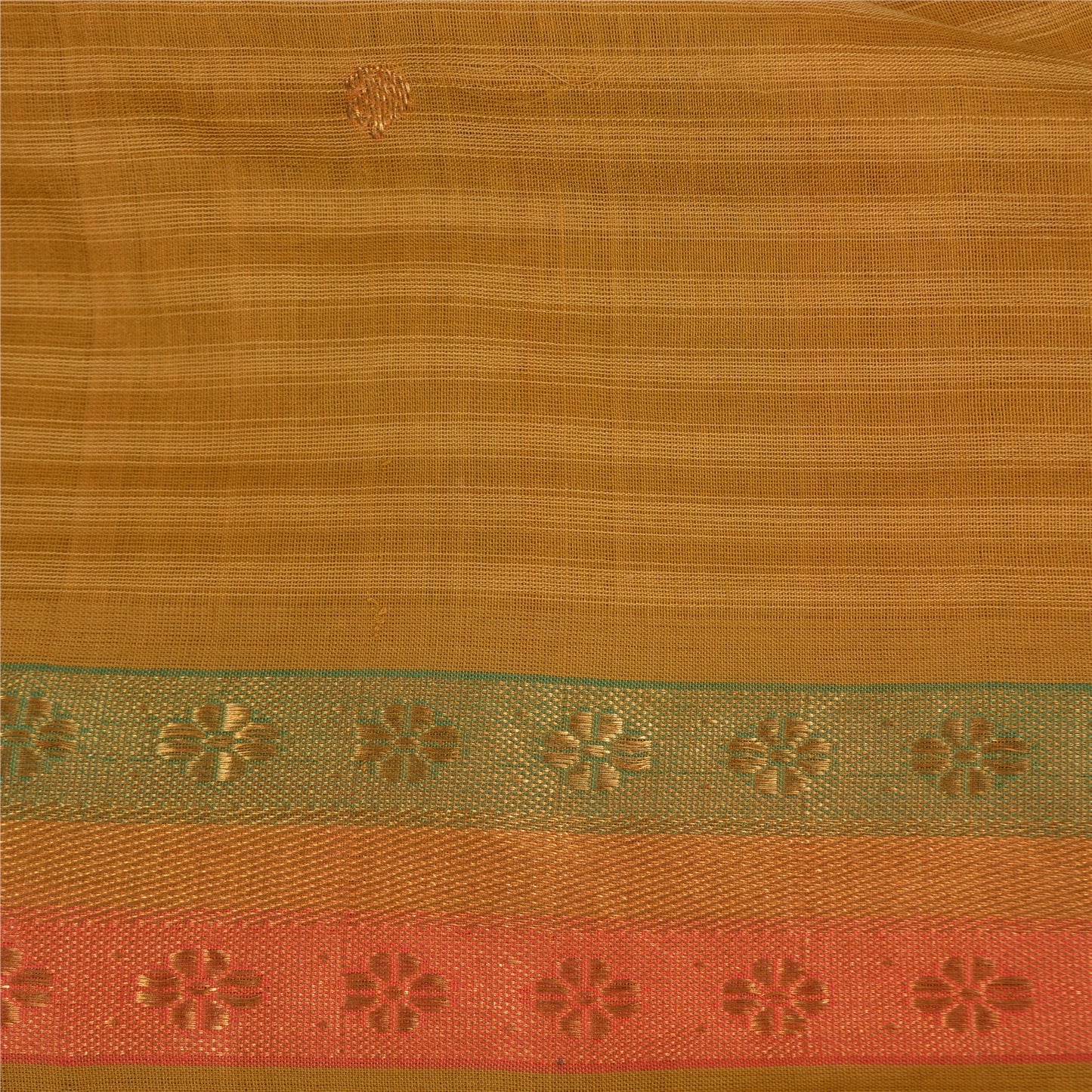 Sanskriti Vintage Mustard Indian Sarees Pure Cotton Woven Zari Sari Craft Sustainable Fabric