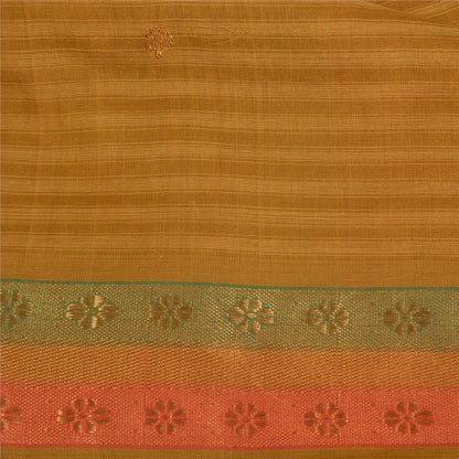 Sanskriti Vintage Mustard Indian Sarees Pure Cotton Woven Zari Sari Craft Sustainable Fabric