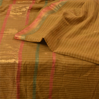 Sanskriti Vintage Mustard Indian Sarees Pure Cotton Woven Zari Sari Craft Sustainable Fabric