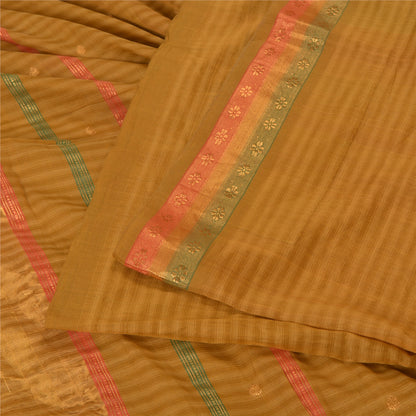 Sanskriti Vintage Mustard Indian Sarees Pure Cotton Woven Zari Sari Craft Sustainable Fabric