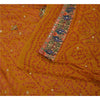 Sanskriti Vintage Saffron Sarees Pure Georgette Hand Beads Bandhani Sari Sustainable Fabric