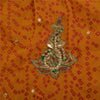Sanskriti Vintage Saffron Sarees Pure Georgette Hand Beads Bandhani Sari Sustainable Fabric