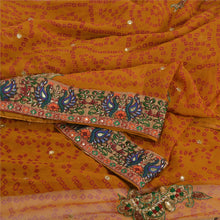 Load image into Gallery viewer, Sanskriti Vintage Saffron Sarees Pure Georgette Hand Beads Bandhani Sari Fabric
