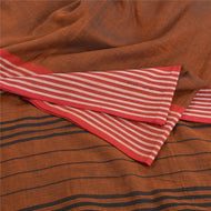 Sanskriti Vintage Orange Indian Sarees Pure Silk Woven Sari Craft 5 Yard Fabric