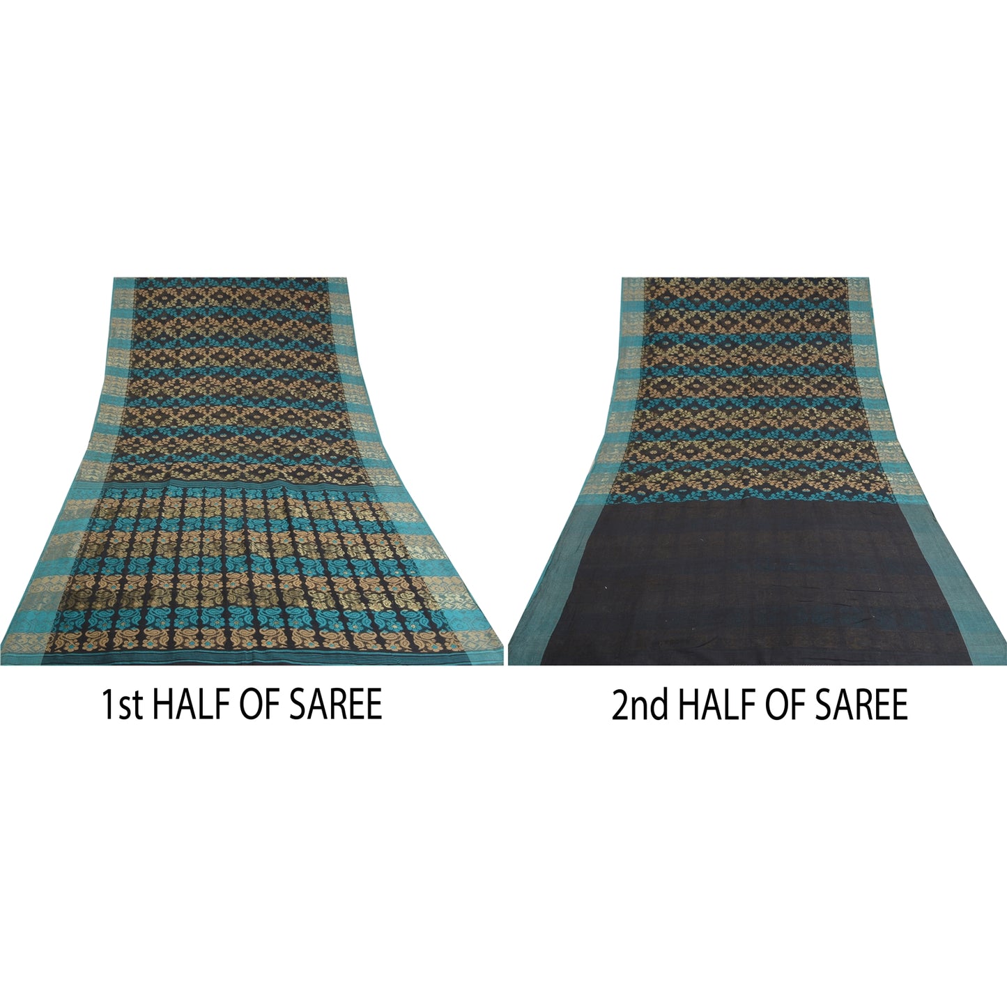 Sanskriti Vintage Black Sarees Pure Cotton Hand-Woven Premium Sari Craft Sustainable Fabric