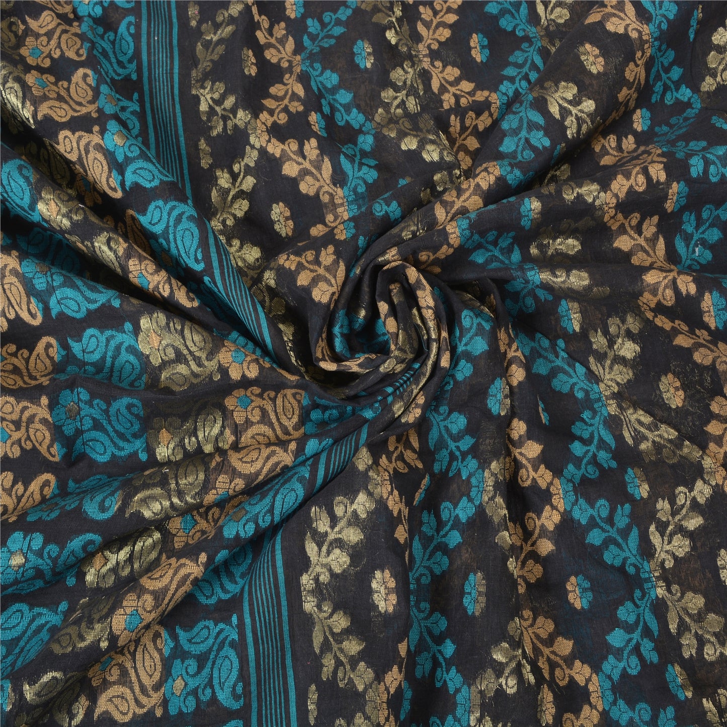 Sanskriti Vintage Black Sarees Pure Cotton Hand-Woven Premium Sari Craft Sustainable Fabric