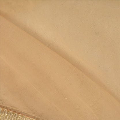 Санскритские винтажные персиковые сари из сетчатой ​​ткани Gota Work Premium Sari Craft Sustainable Fabric