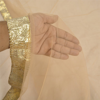 Санскритские винтажные персиковые сари из сетчатой ​​ткани Gota Work Premium Sari Craft Sustainable Fabric