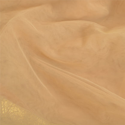 Санскритские винтажные персиковые сари из сетчатой ​​ткани Gota Work Premium Sari Craft Sustainable Fabric