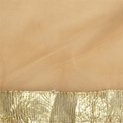 Санскритские винтажные персиковые сари из сетчатой ​​ткани Gota Work Premium Sari Craft Sustainable Fabric