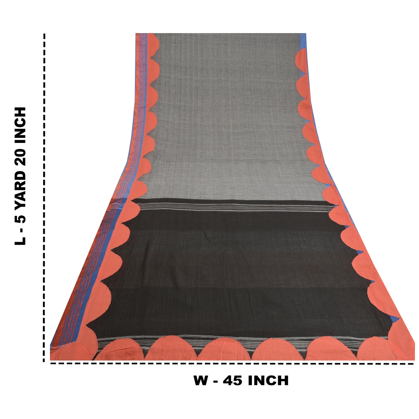 Sanskriti Vintage Black/Grey Sarees Pure Cotton Embroidered Woven Sari Sustainable Fabric